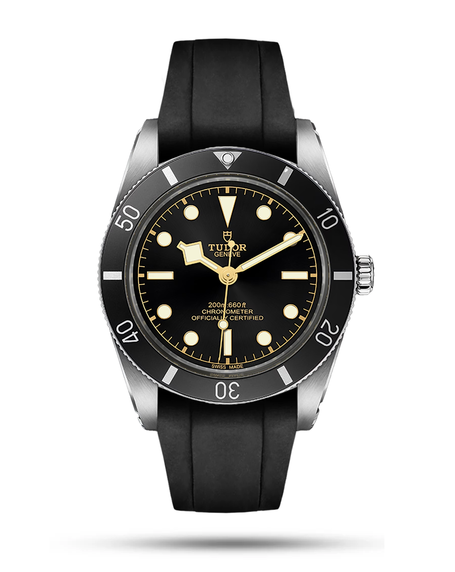 Integrated Black Rubber Strap For Black Bay 54