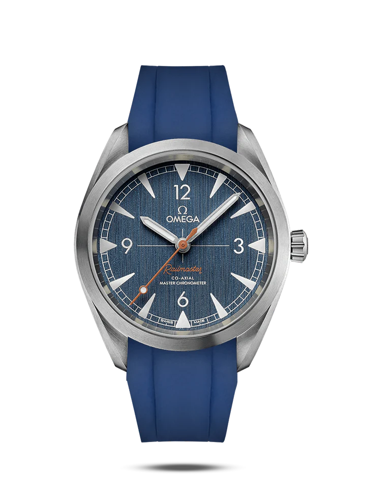 Omega Railmaster with Blue Rubber Strap