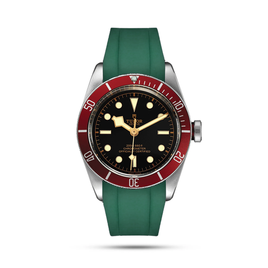 Tudor Heritage Black Bay with Green Rubber Strap