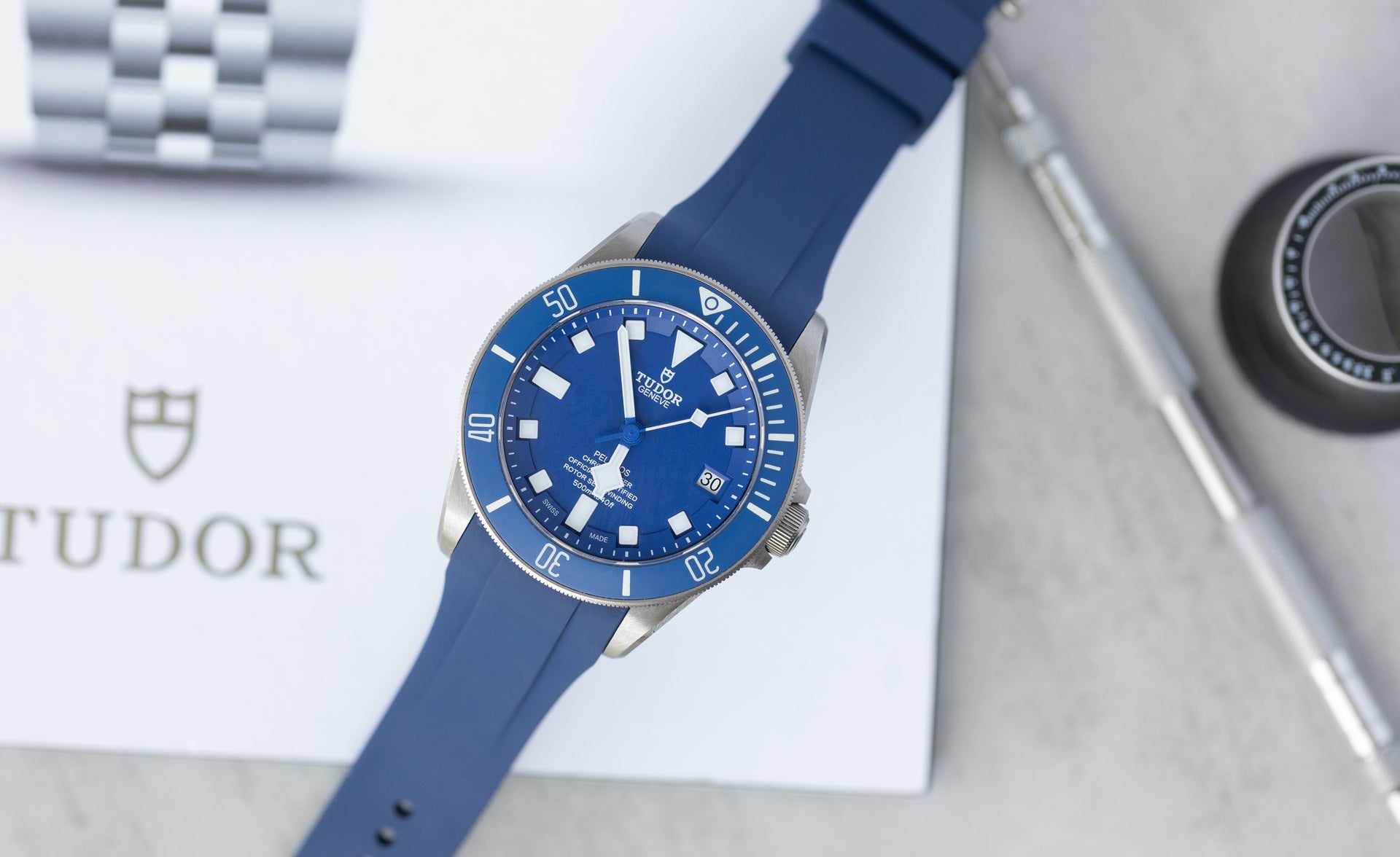 Integrated Rubber Strap For Tudor Pelagos Blue