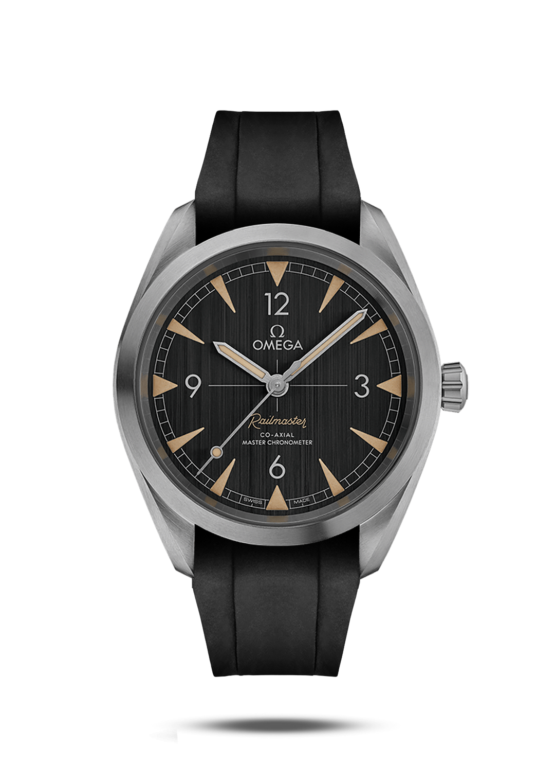 Integrated Rubber Strap for Omega Railmaster Black