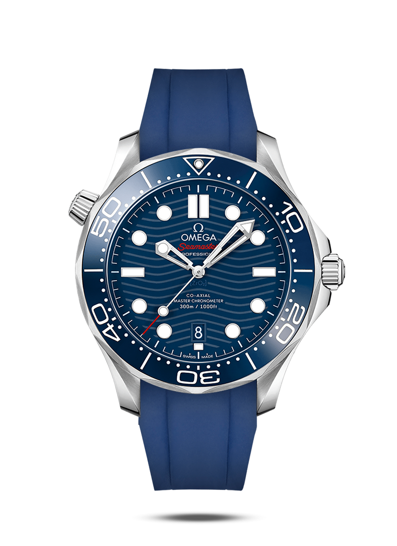 Integrated Rubber Strap for Omega Seamaster Professional - Blue