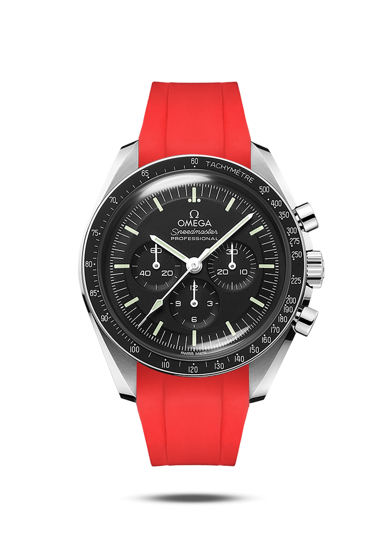 Integrated Rubber Strap for Omega Speedmaster Professional - Red