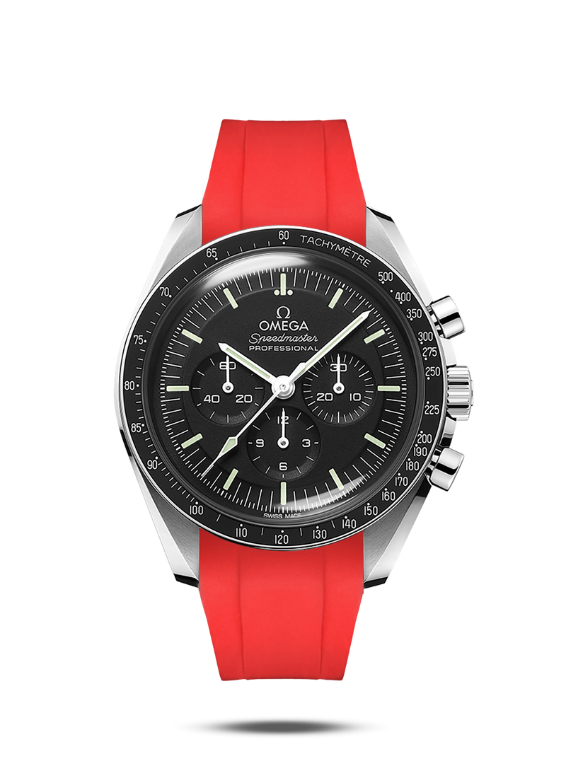 Integrated Rubber Strap for Omega Speedmaster Professional Red